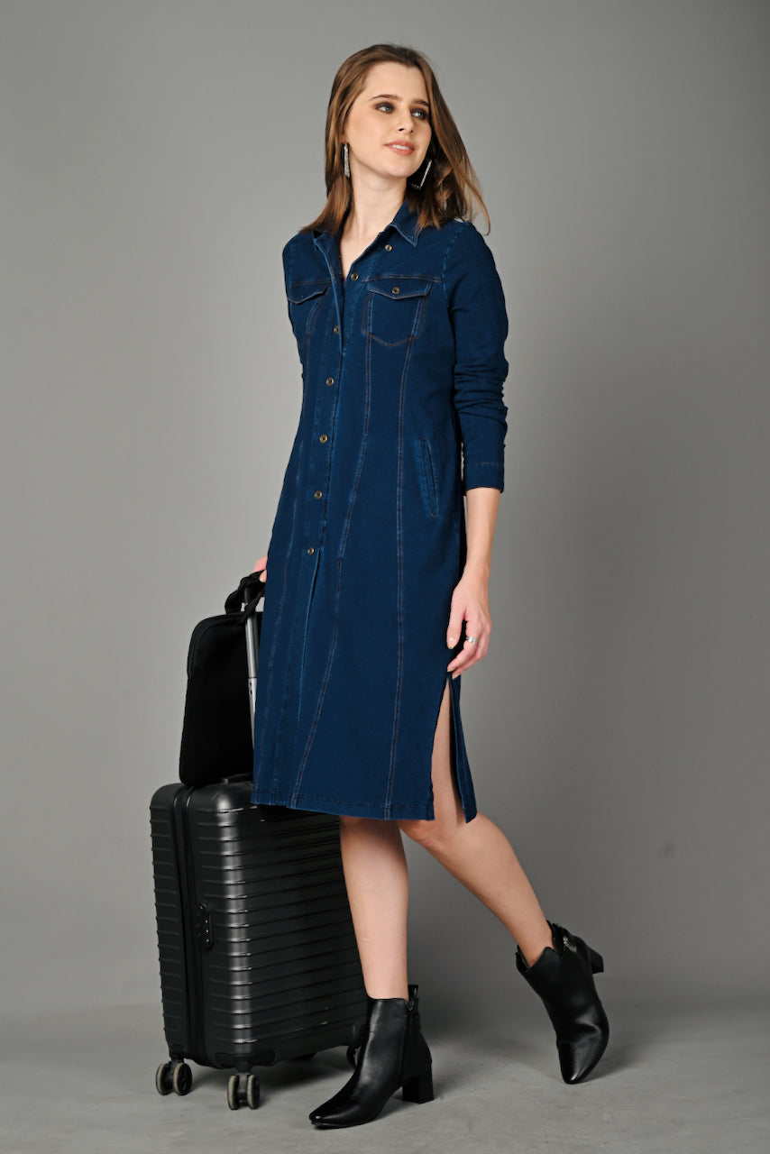 Denim Indigo Stretch Classic Stitch Dress