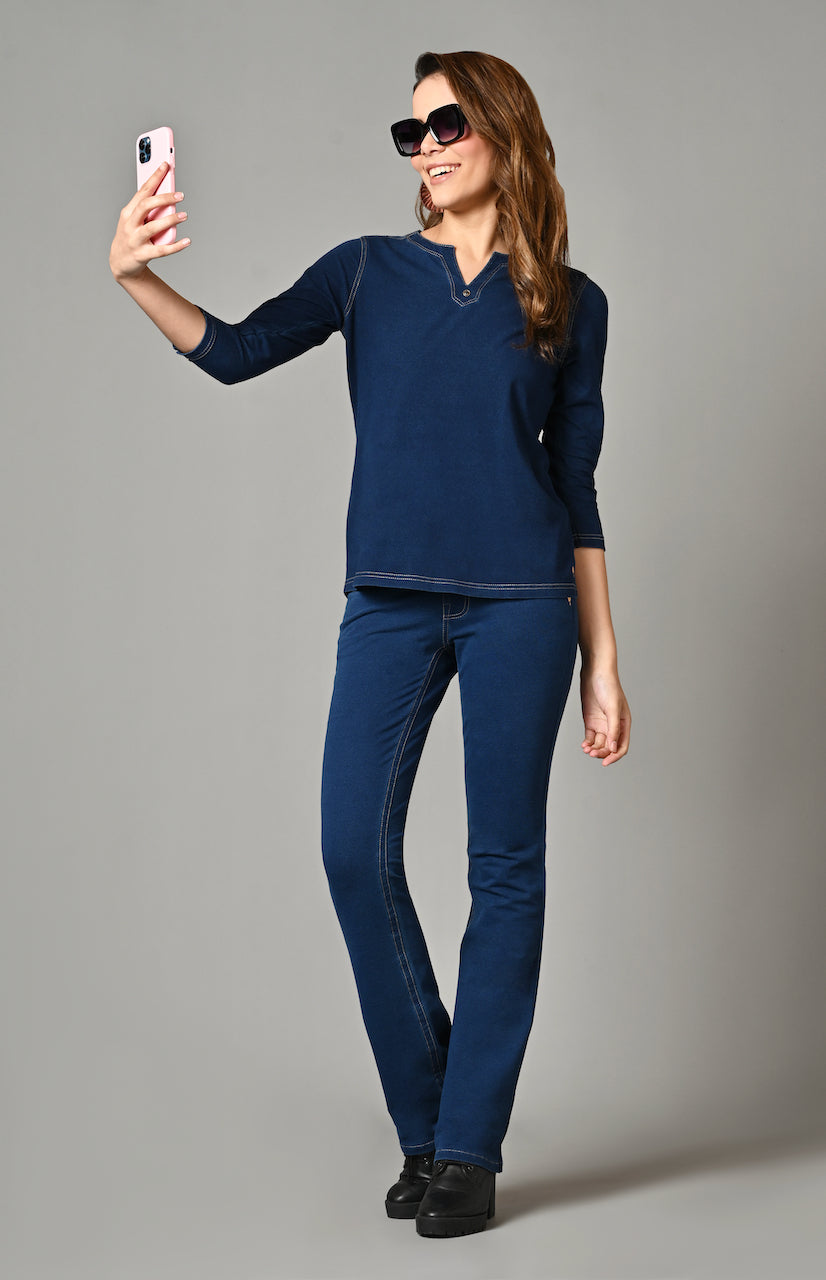 Denim Indigo Stretch Gentle Bootcut Jeans