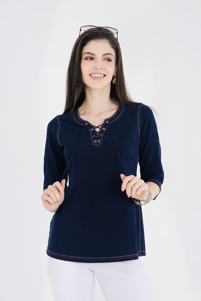 Denim Stretch Islet Top