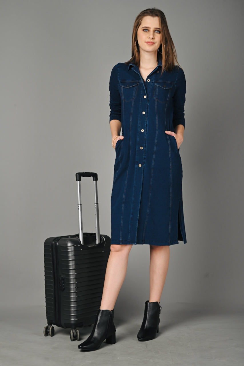Denim Indigo Stretch Classic Stitch Dress