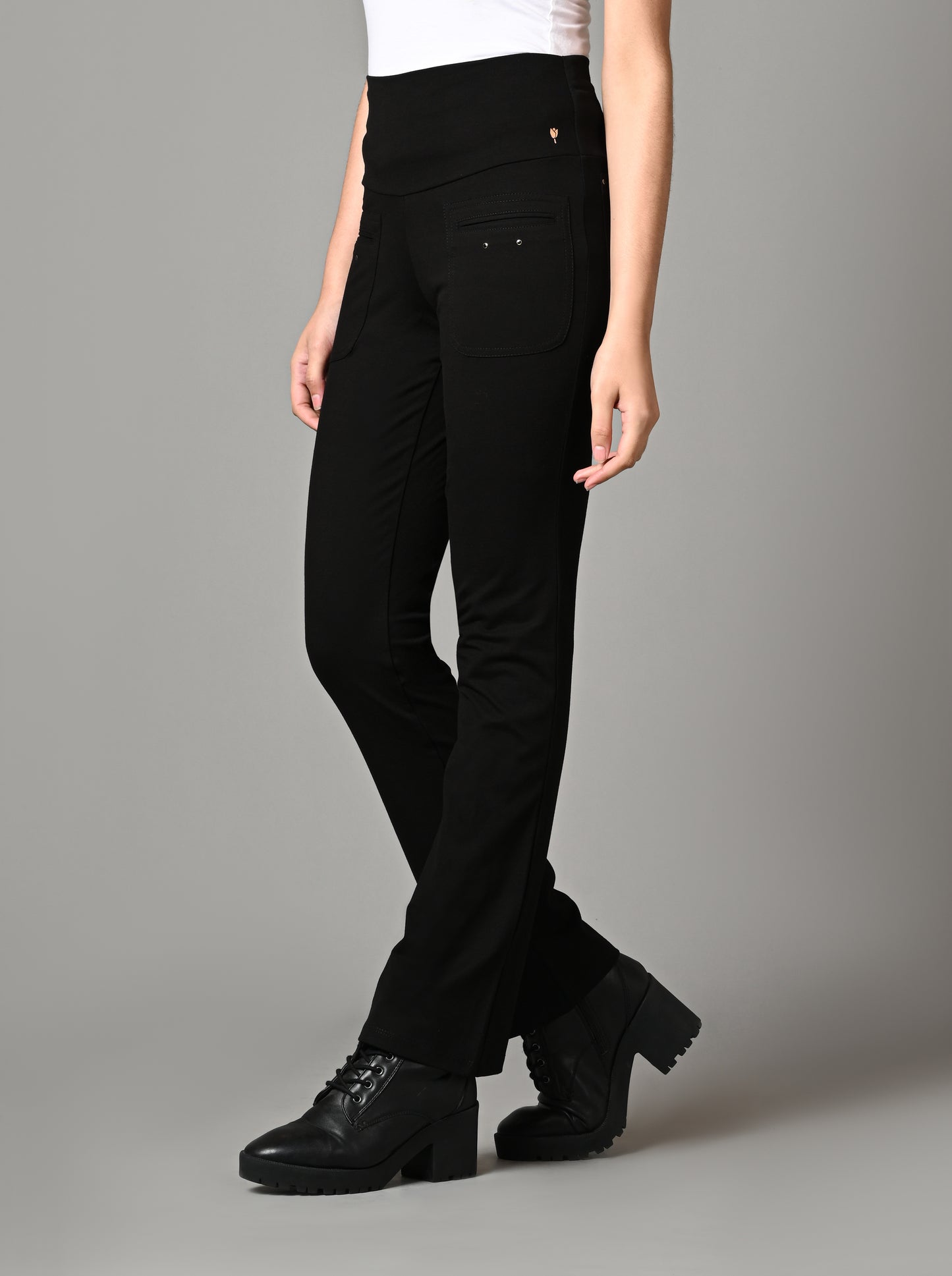 Black Superior Cotton Stretch Gentle Bootcut Pants