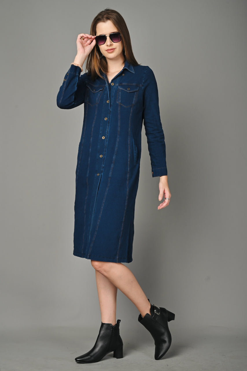 Denim Indigo Stretch Classic Stitch Dress