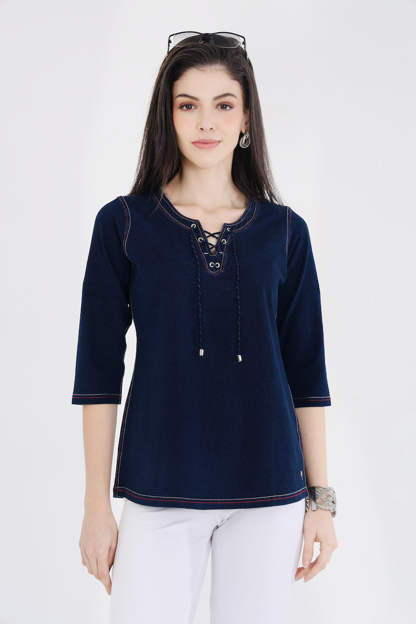 Denim Stretch Islet Top