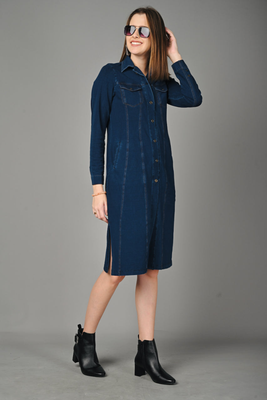 Denim Indigo Stretch Classic Stitch Dress