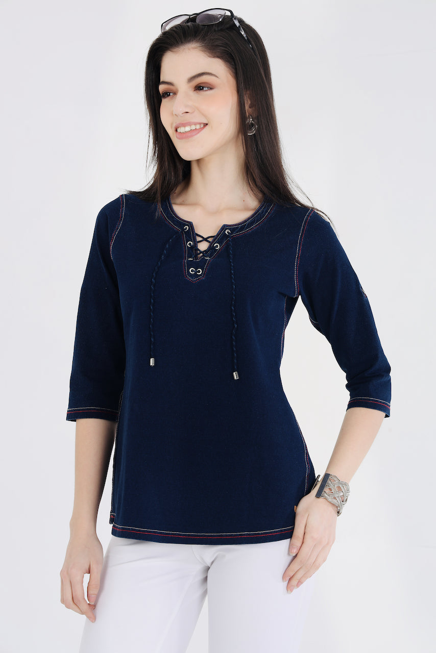 Denim Stretch Islet Top