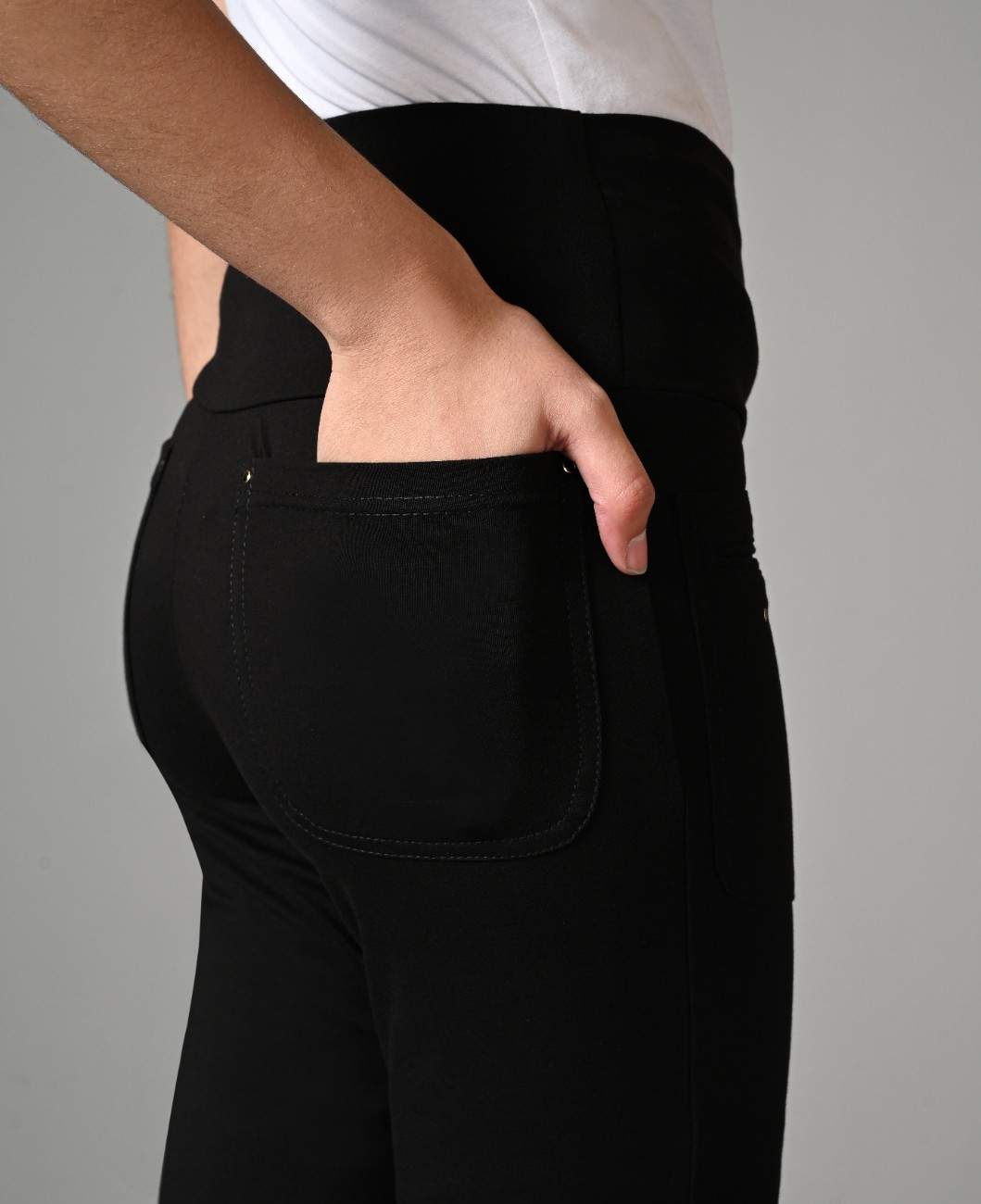Black Superior Cotton Stretch Gentle Bootcut Pants