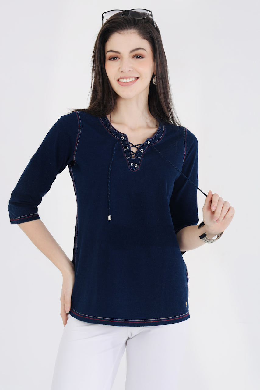 Denim Stretch Islet Top