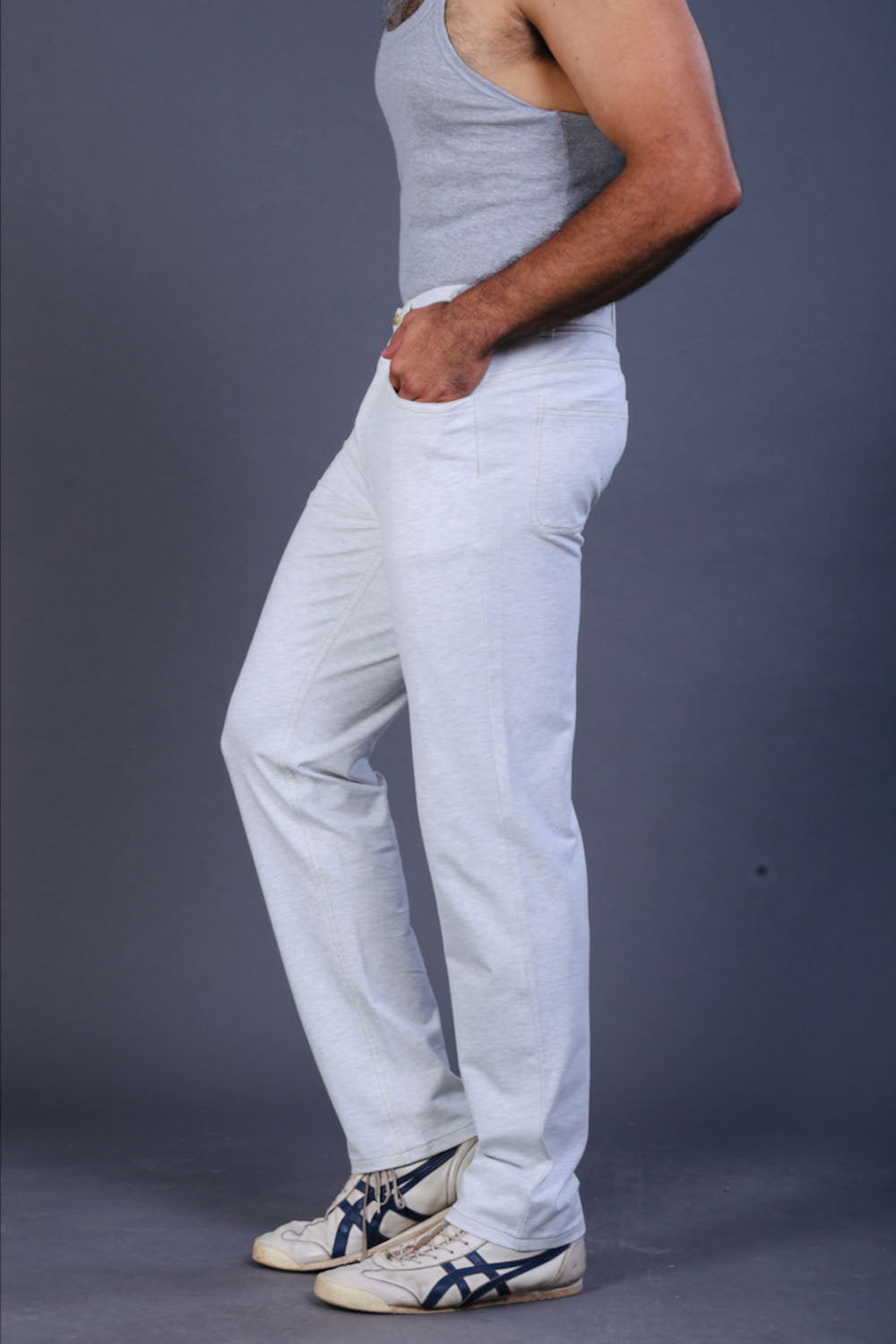 Men's White Slim Fit Stretch Cotton Pants