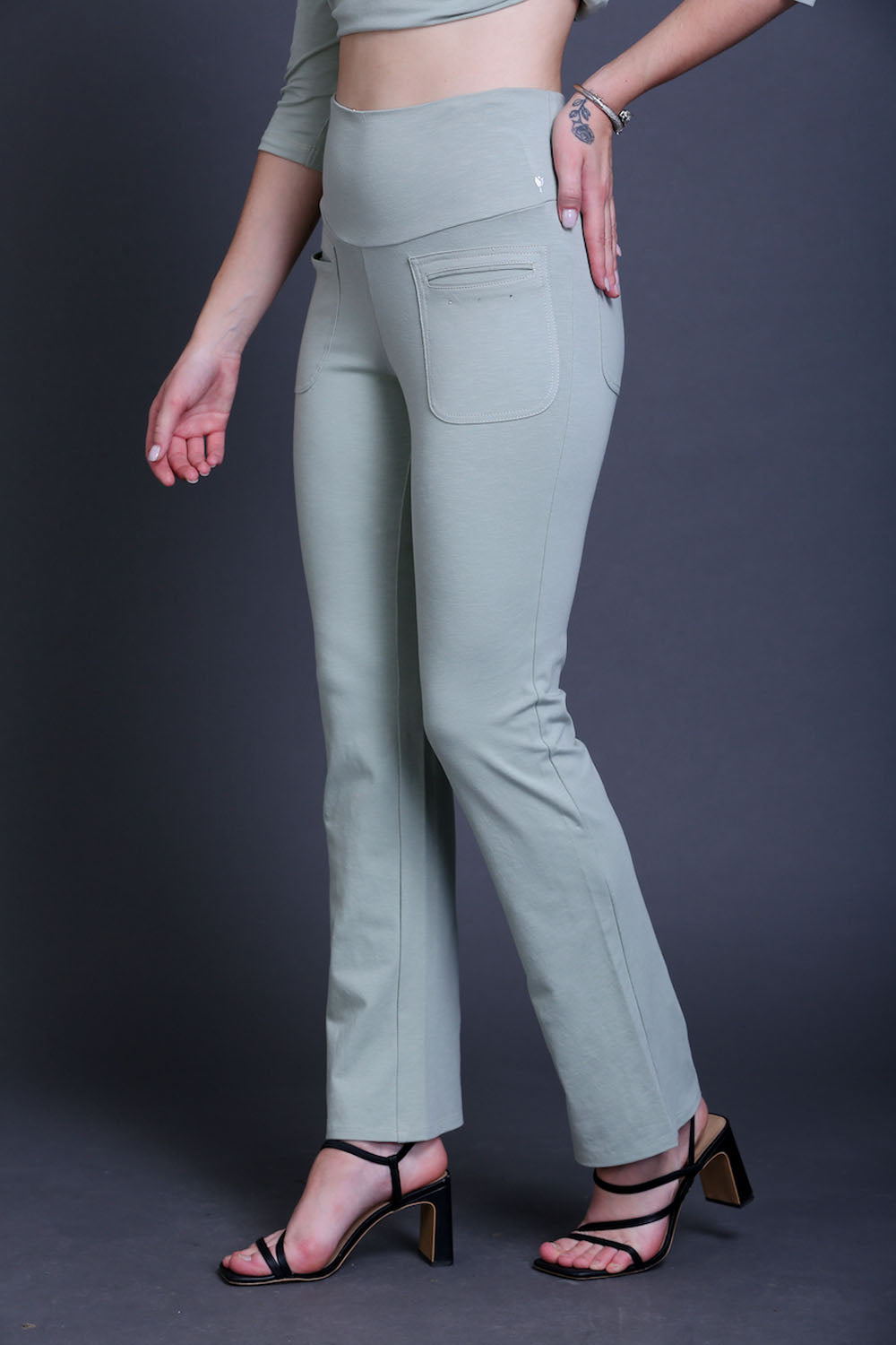 Mint Green Stretch Cotton Pant