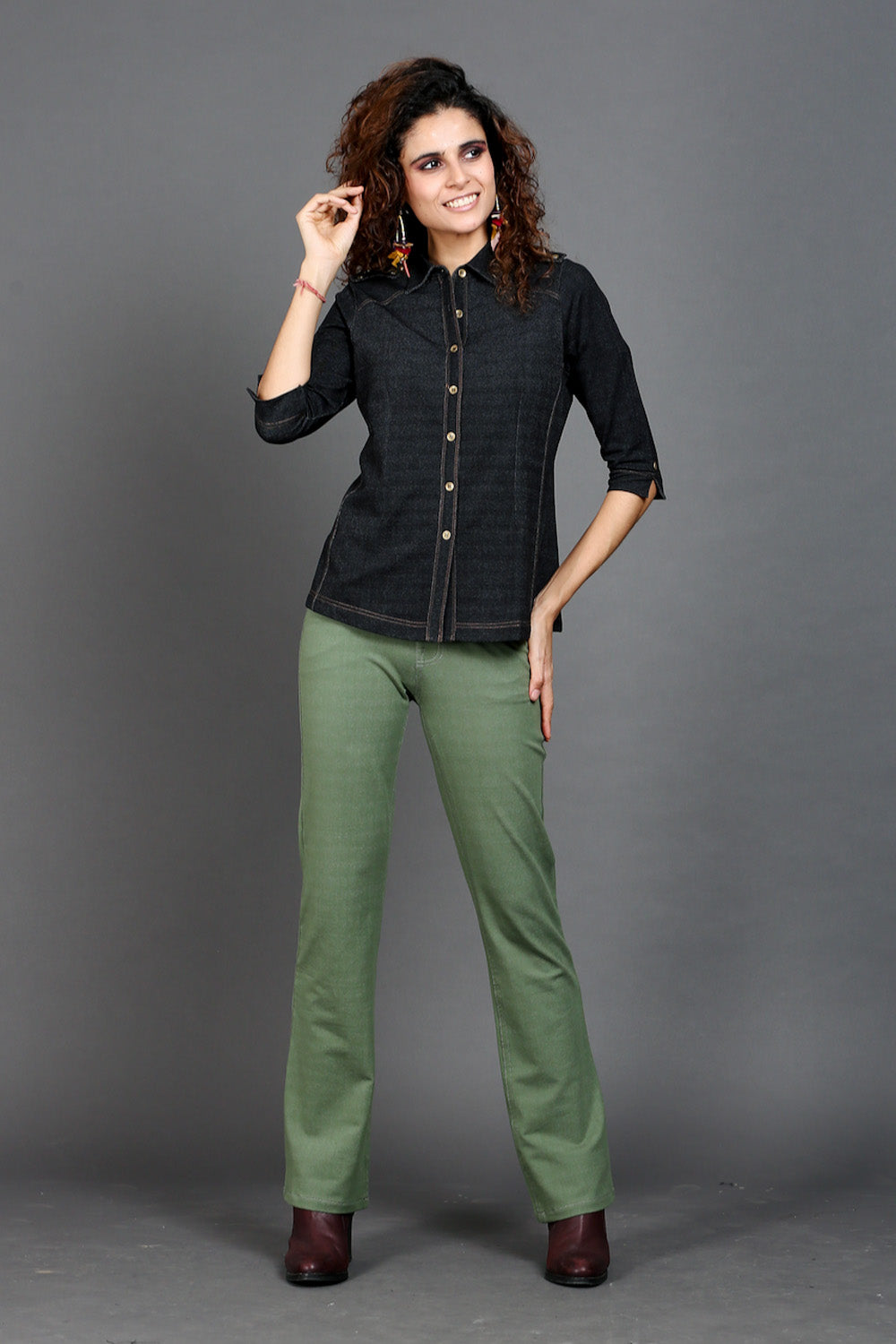 Sage Green Stretch Bootcut Pants