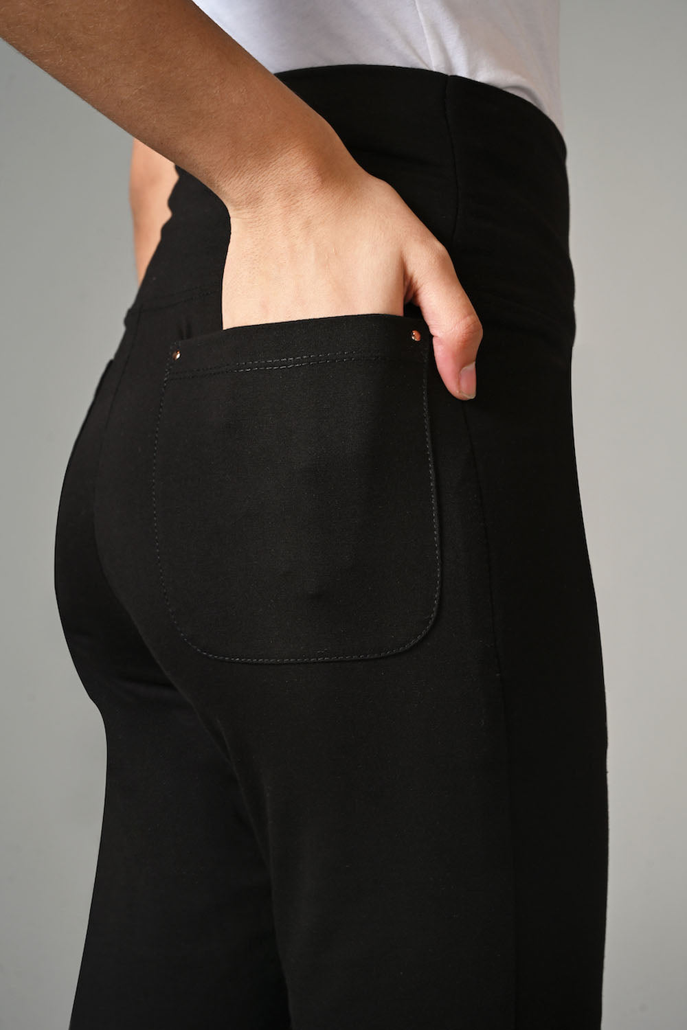 High Waist Slim Thigh Narrow Leg Cotton Rich Stretch Pants