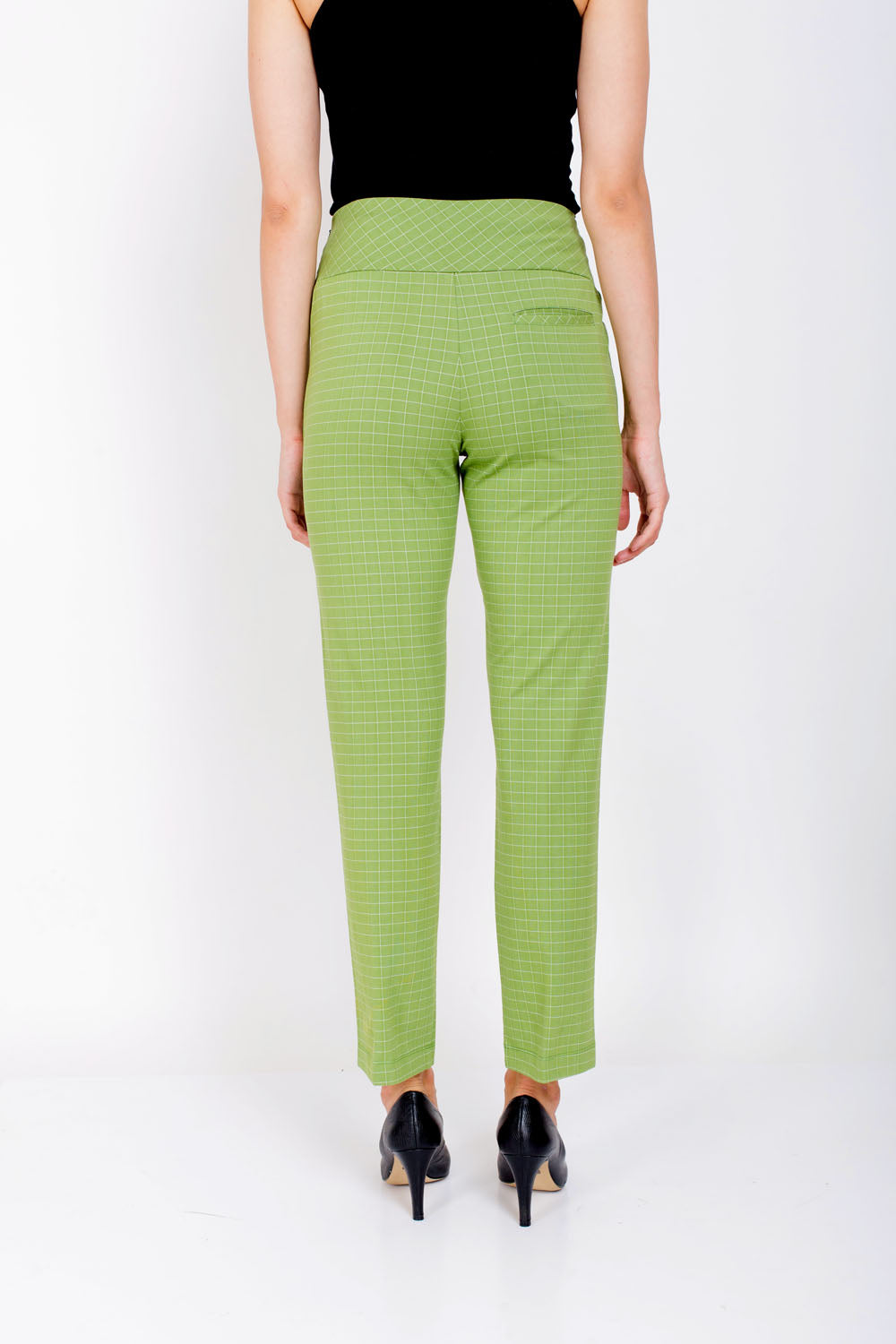 Bright Green Urban Checks Stretch Pants