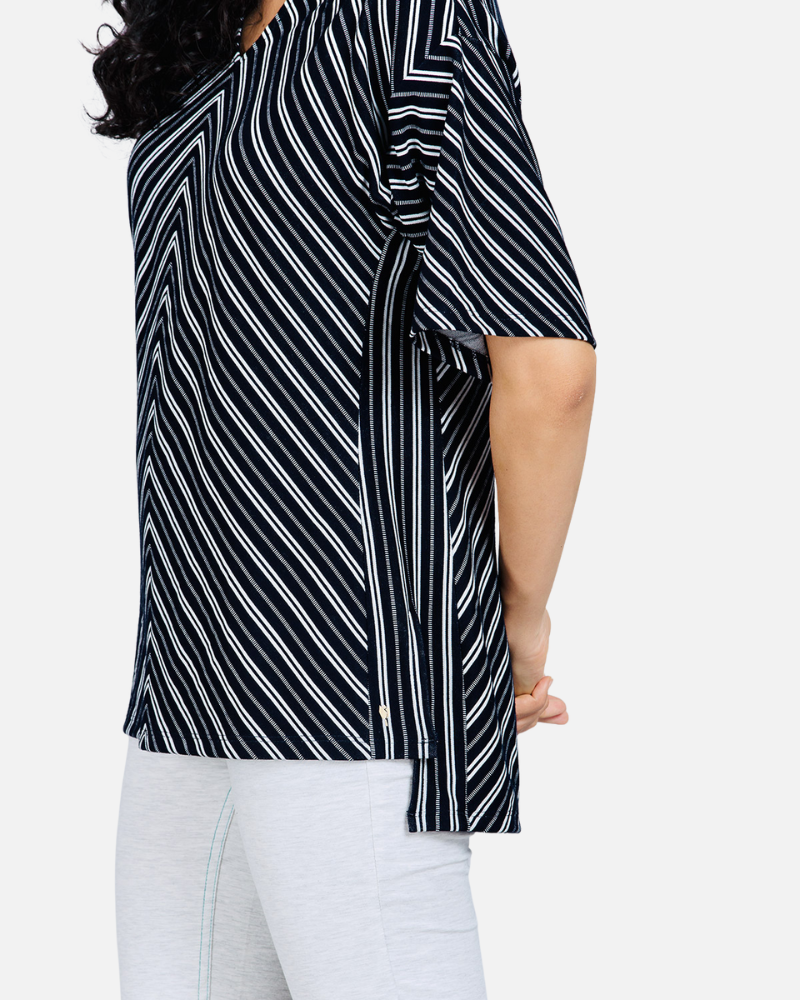Black and White Striped Pattern Top