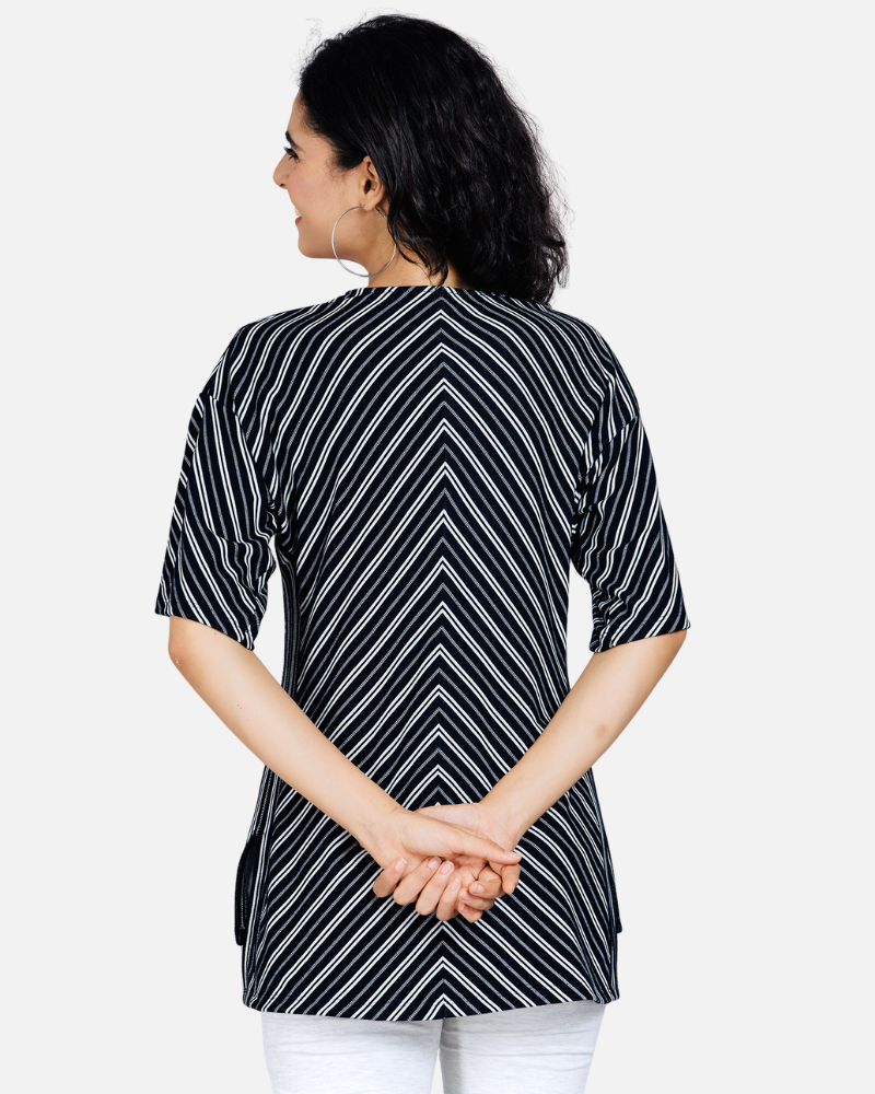 Black and White Striped Pattern Top