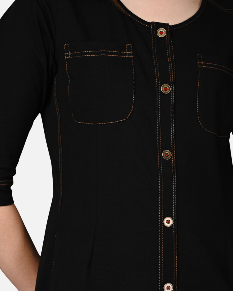 Black Stretch Round Neck Dress