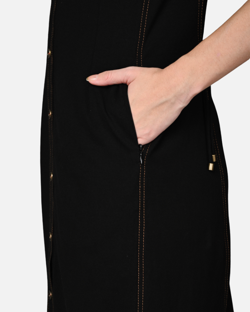 Black Stretch Round Neck Dress
