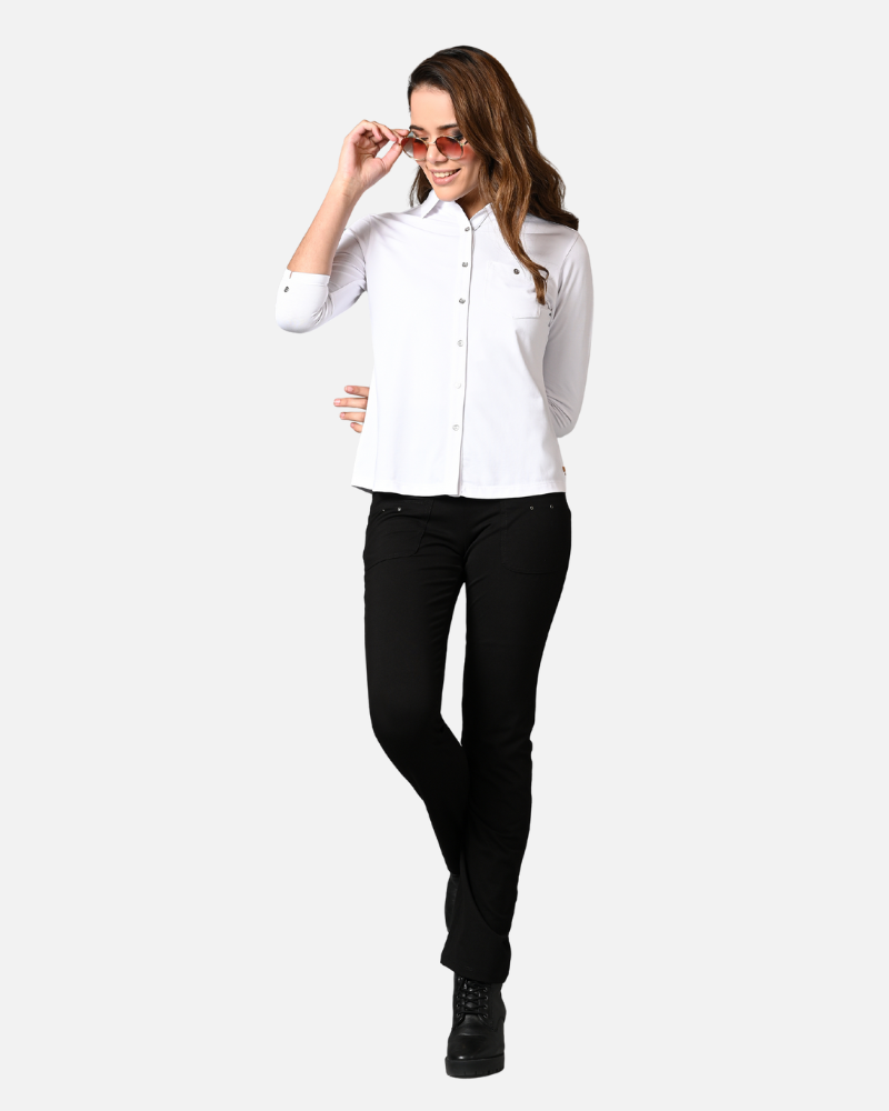 Black Superior Cotton Stretch Gentle Bootcut Pants