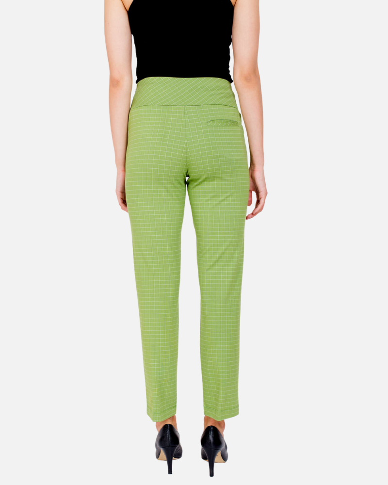 Bright Green Urban Checks Stretch Pants