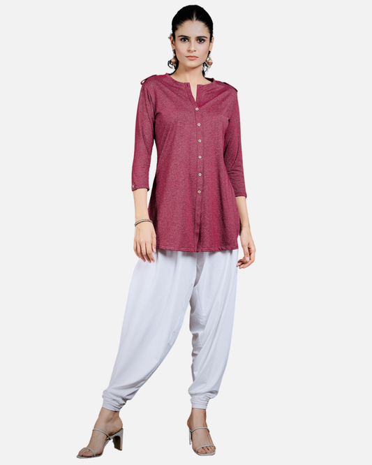 Gloss Maroon Long Kurta Top
