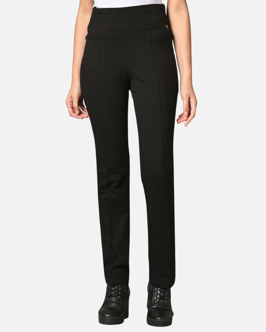 High Waist Slim Thigh Narrow Leg Cotton Stretch Pants