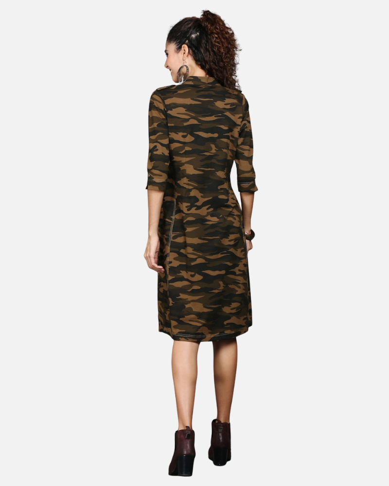 Khaki Camouflage Defender Dress with Side Pockets