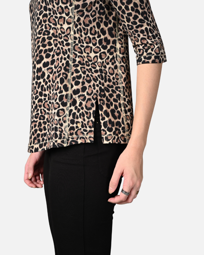 Leopard Print Cotton Stretch Formal Top