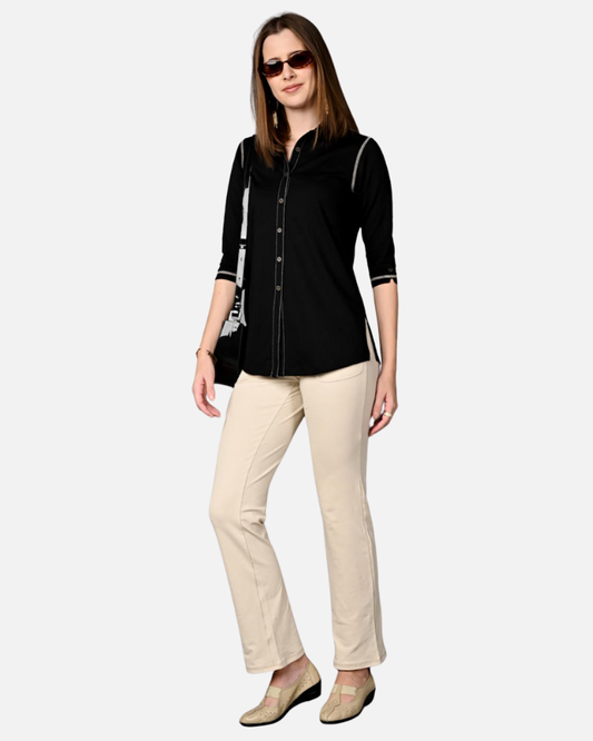 Long Black Stretch Shirt