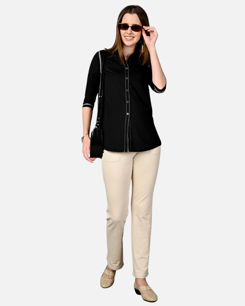 Long Black Stretch Shirt