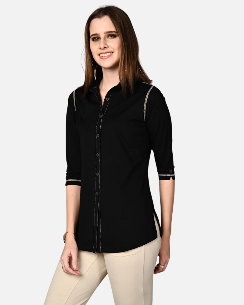 Long Black Stretch Shirt
