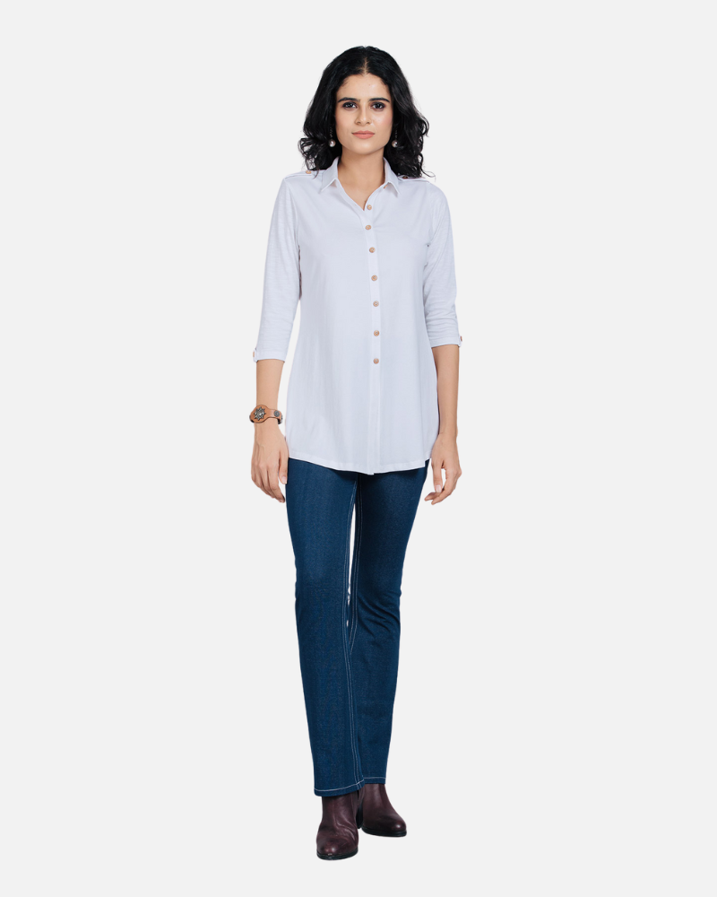 Long White Stretch Shirt Kurta