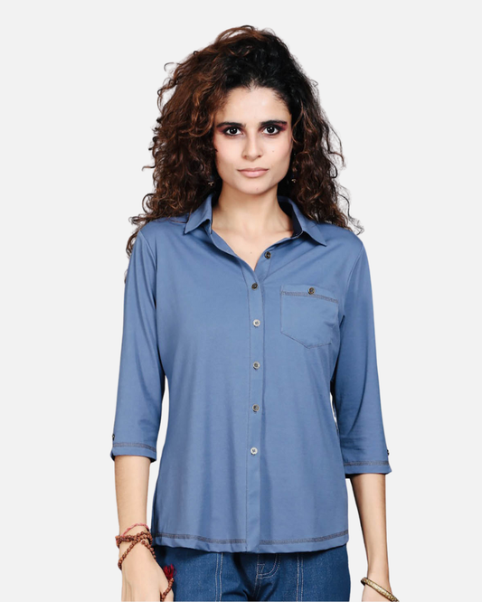 Medium Blue Cotton Stretch Shirt