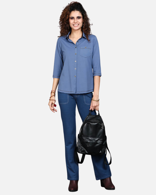 Medium Blue Cotton Stretch Shirt