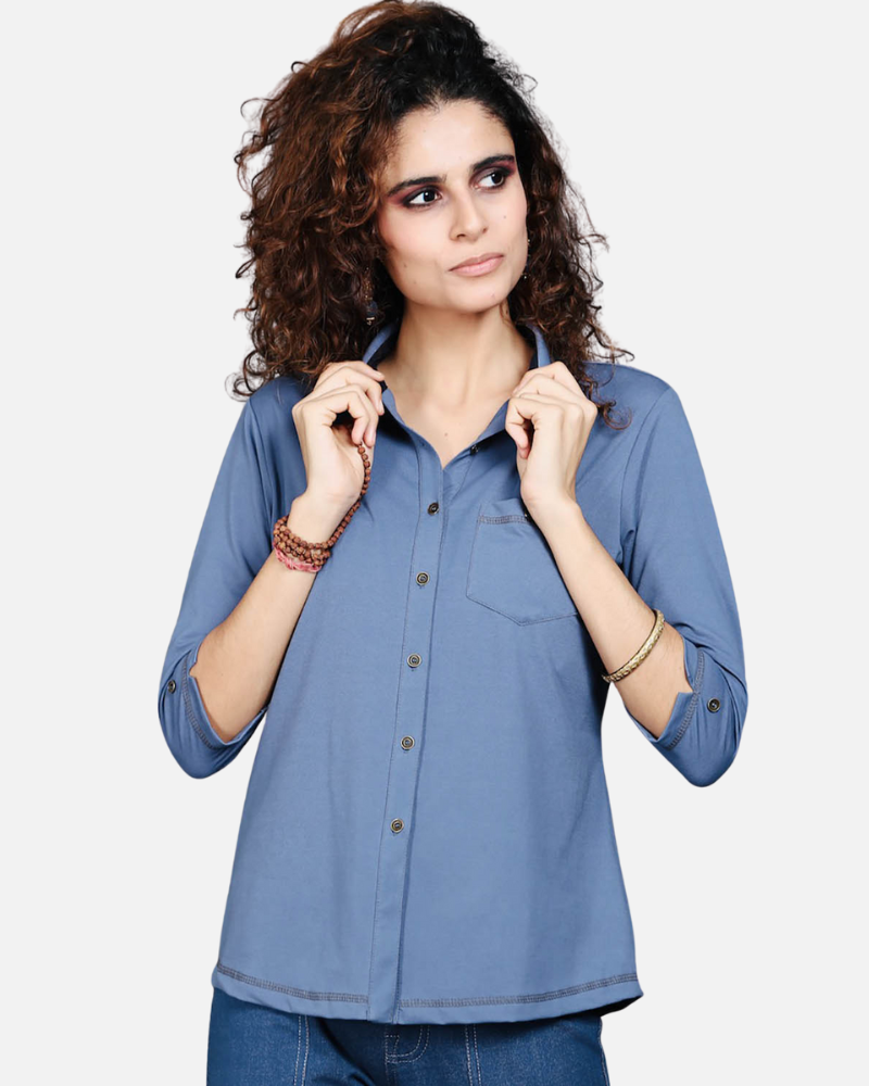 Medium Blue Cotton Stretch Shirt