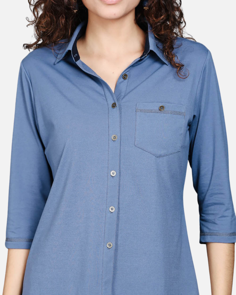 Medium Blue Cotton Stretch Shirt