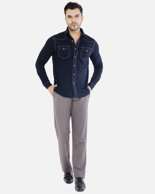 Men’s Dark Grey Stretch Cotton Rich Golf Formal Pants