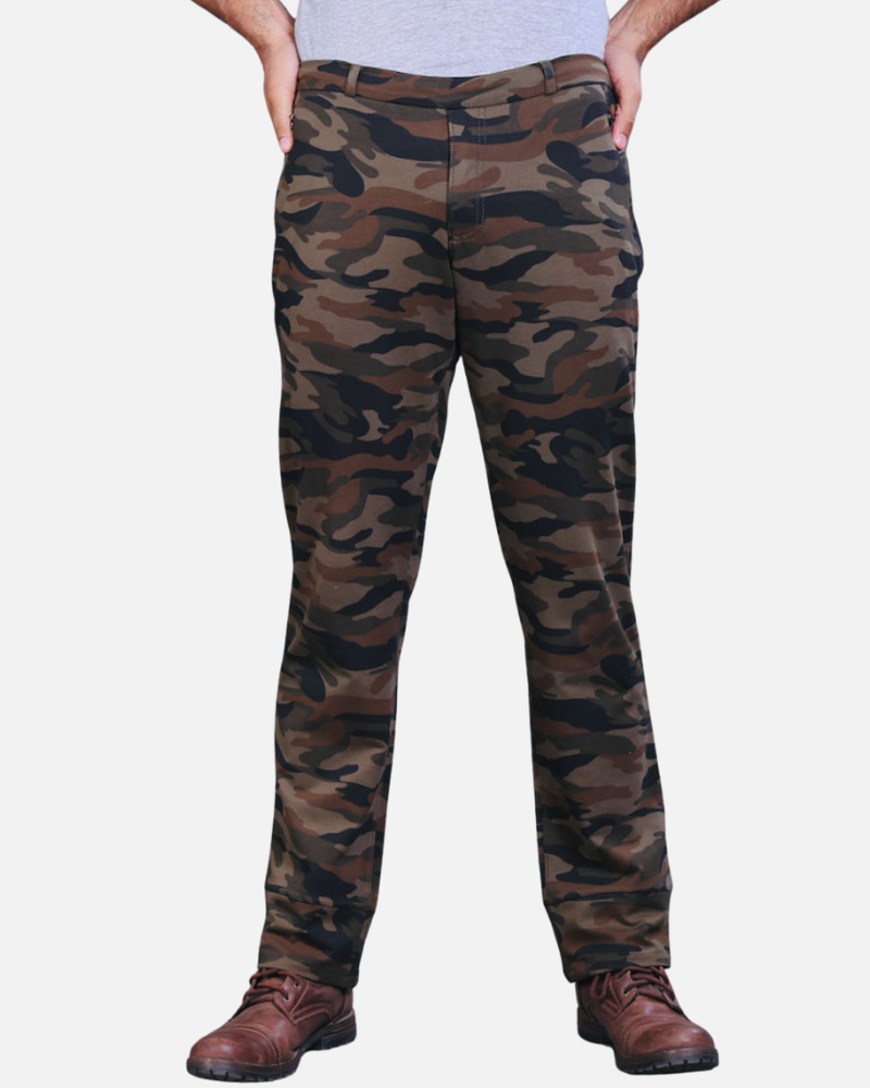 Men’s Khaki Camouflage Regular Fit Stretch Pants