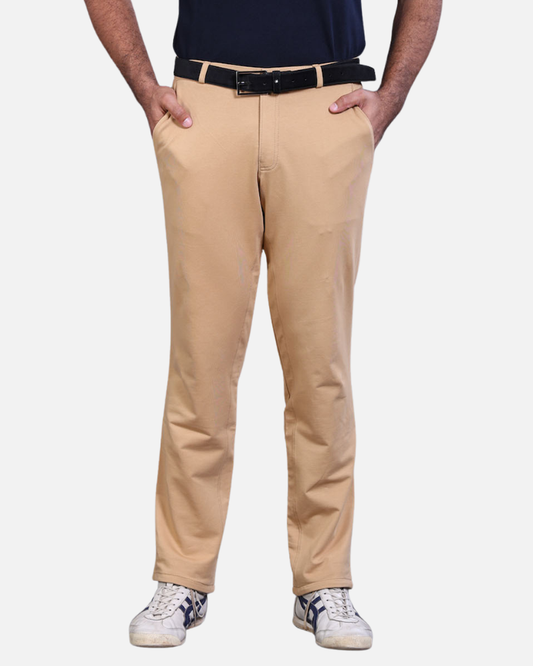 Men's Khaki Cotton Rich Stretch Formal Walking Pants