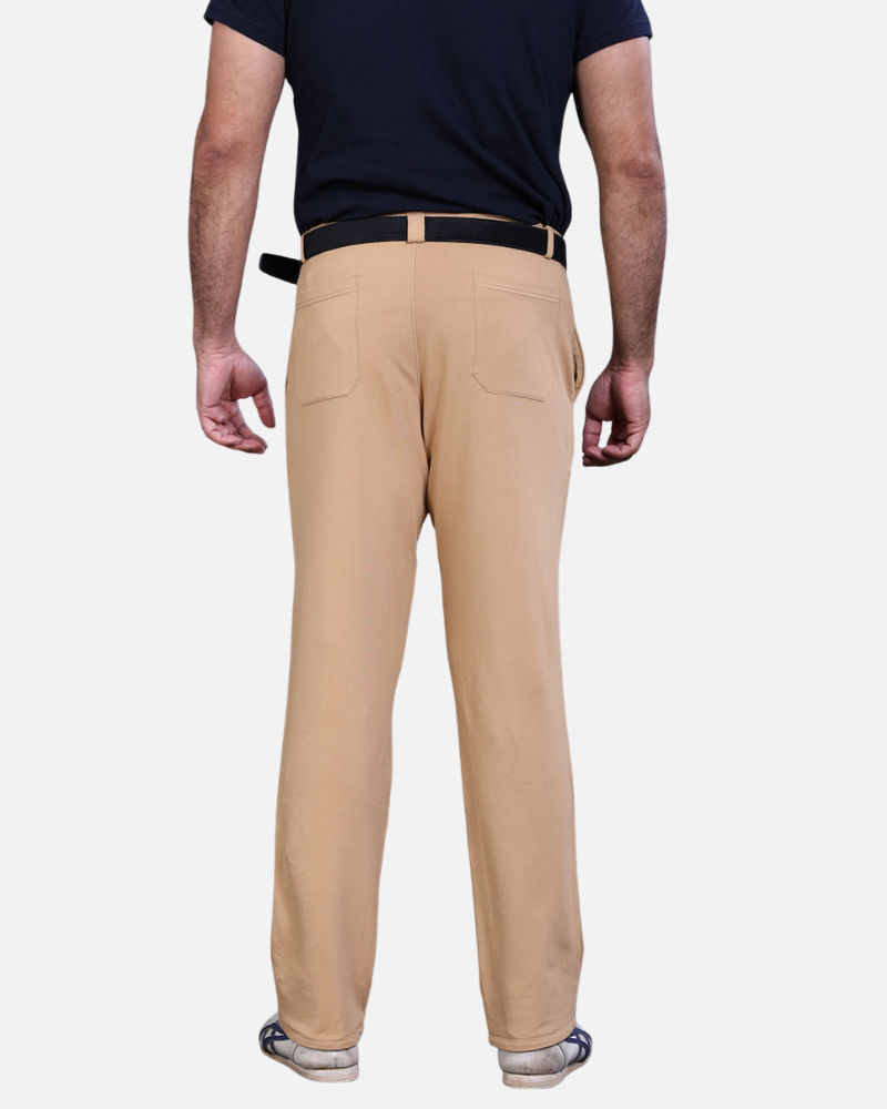 Men's Khaki Cotton Rich Stretch Formal Walking Pants