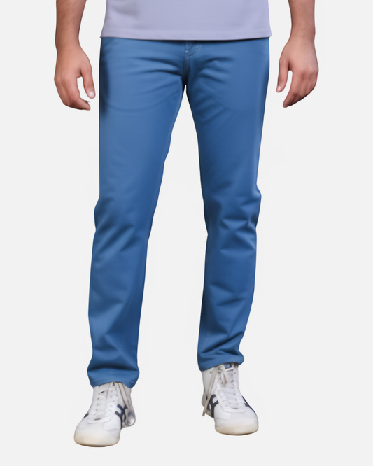 Men's Teal Cotton Rich Stretch Casual Pants