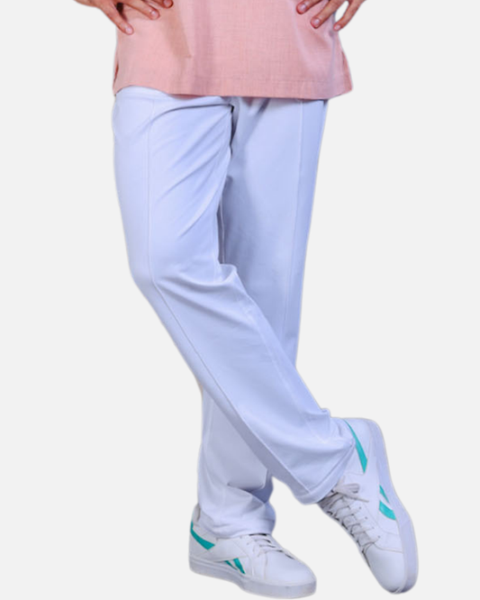 Men’s White Cotton Stretch Pajama Pants with Adjustable Waist