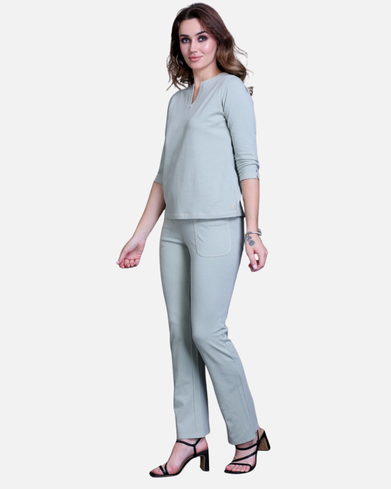Mint Green Stretch Cotton Pant