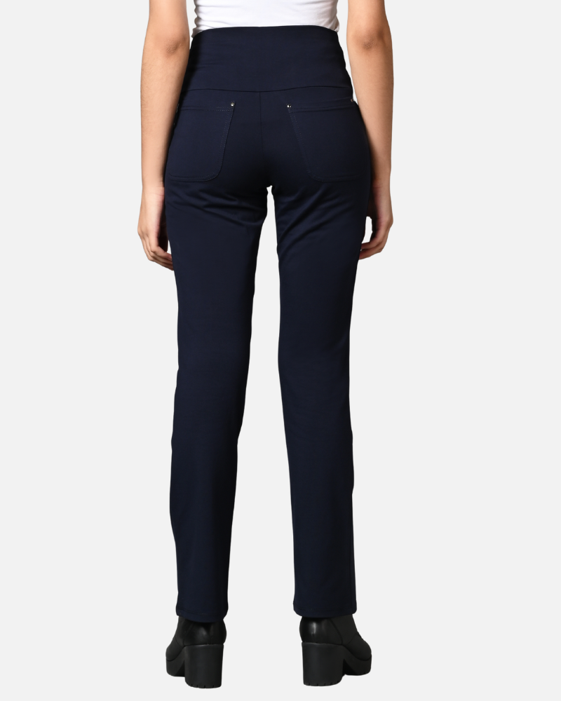 Navy Superior Cotton Stretch Gentle Bootcut Pants