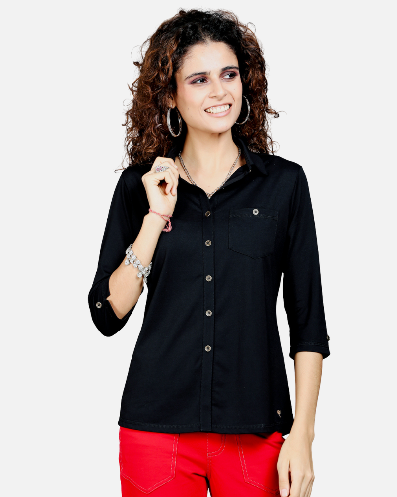 Plain Black Stretch Shirt