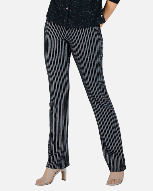 Striped Black and White Stretch Trousers