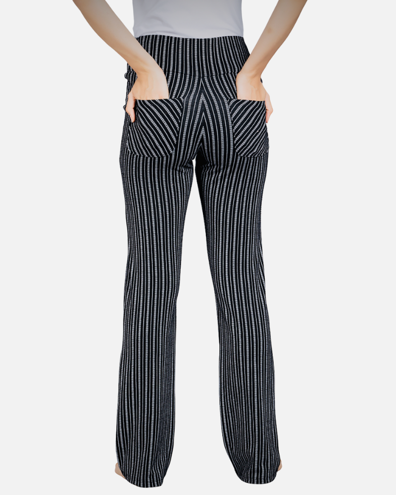 Striped Black and White Stretch Trousers