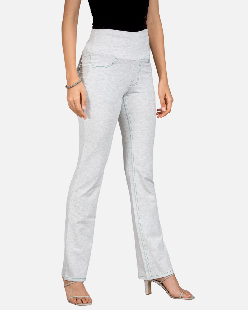 White-Accrue Melange Stretch Walking Pants