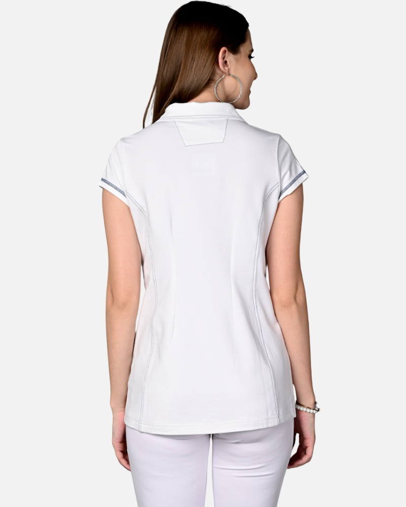 White Cotton Stretch Jacket Top