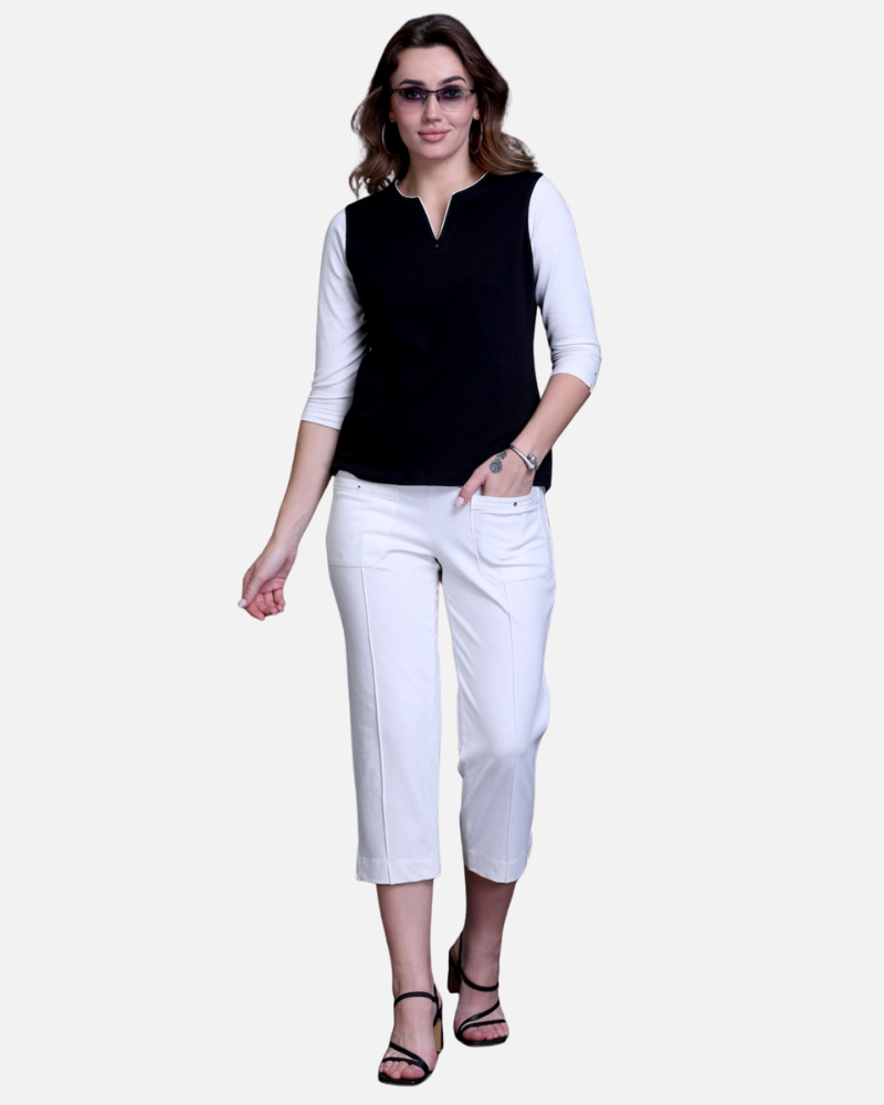 White Stretch Capri