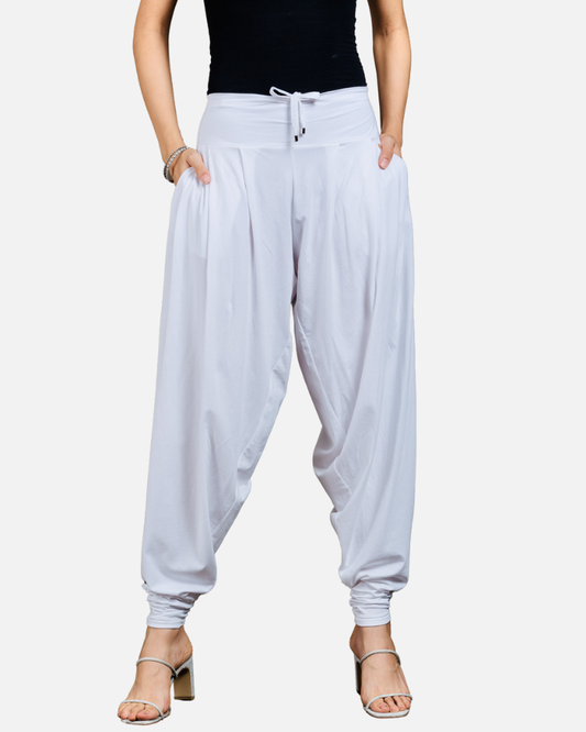 White Stretch Dhoti Salwar (Indian Trouser)