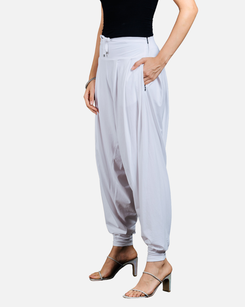 White Stretch Dhoti Salwar (Indian Trouser)